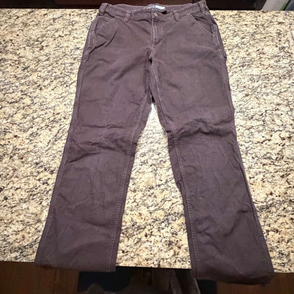 Carhartt Loose Fit Carpenter Pants Brown Canvas Utility Workwear Women 16 T ws